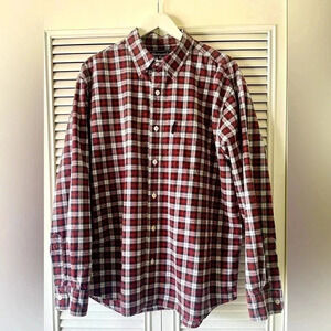 Abercrombie & Fitch Men’s Red/Green/White Plaid Button Down Shirt SZ L